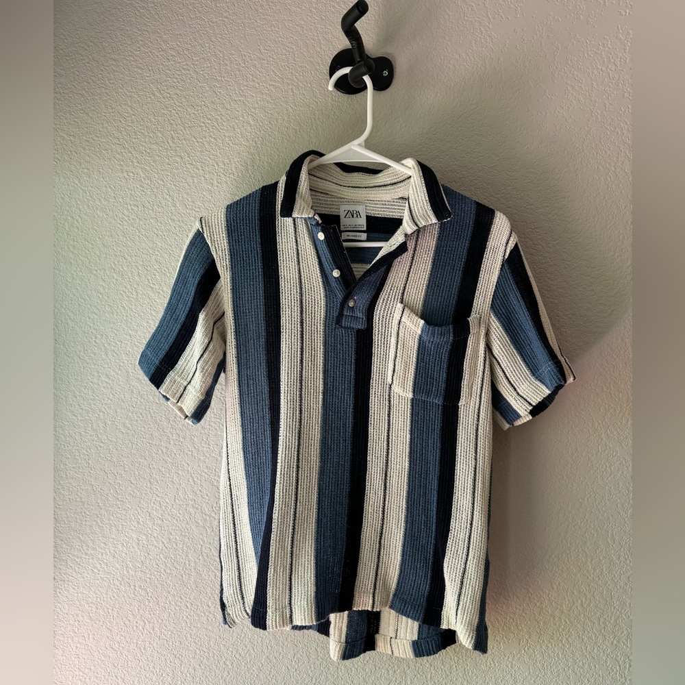 Zara men’s short sleeve knit striped polo